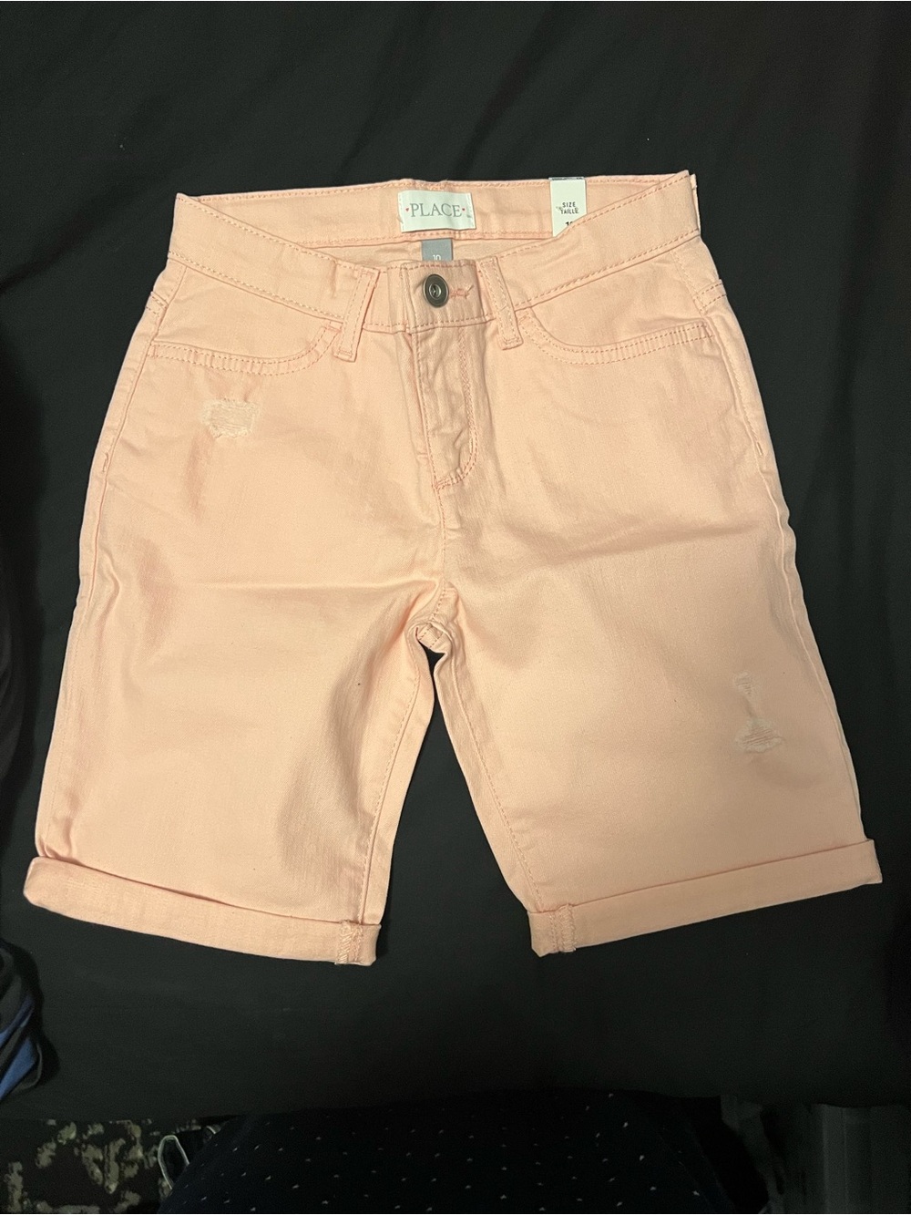 The Children's Place Girls' Light Pink Rolled-Hem Denim Shorts
